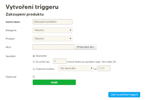 Trigger - zakoupení produktu